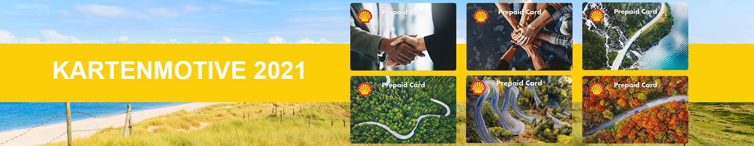 Abbildungen der neuen Kartenmotive der Shell Prepaid Card