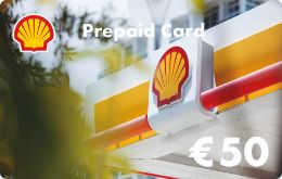 50 EUR-Karte mit Shell-Logo an Tankstelle (Karton)