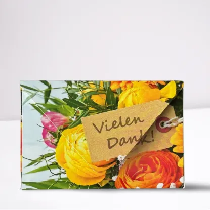 VIELEN DANK Kartenverpackung mit Blumenstraußmotiv