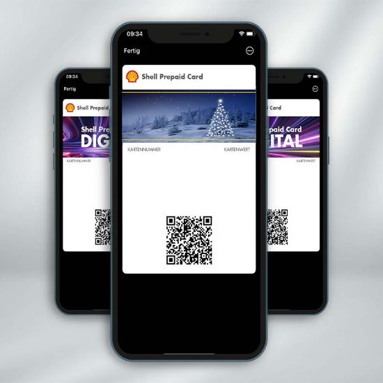 Übersichtsbild der digitalen Shell Prepaid Card