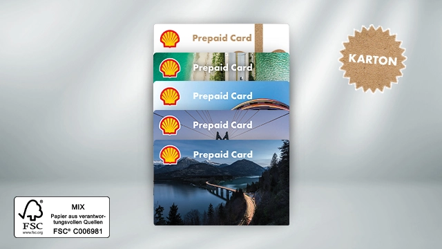 Alle Kartonkarten der Shell Prepaid Card
